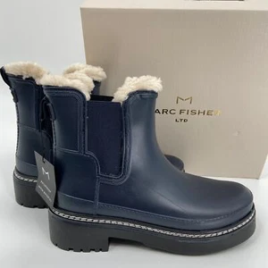 Marc Fisher Fargo Waterproof Boot Women's Size 9 Lug Sole Navy Blue Winter Snow - Picture 1 of 14