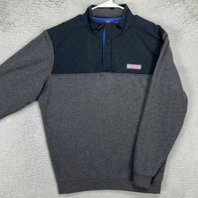 Vineyard Vines Sudadera a Presión Adulto Mediana Gris Negro Suéter Bloques de Color Para Hombres Foto 1 de 4