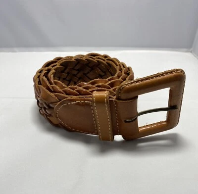 Cinturón Ann Taylor Cuero Trenzado Marrón Talla Mediana Boho Foto 1 de 3