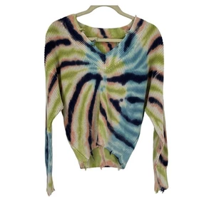 Young Fabulous & Broke Batik Swirl V-Ausschnitt Pullover Small NEU - Bild 1 von 5