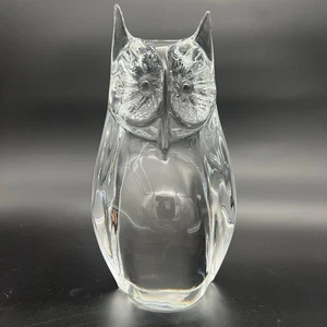 Vintage Daum France Heavy Crystal Owl Figurine Signed “Daum Frances” 8.5 Inches - Picture 1 of 14