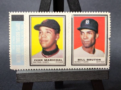 1962 Topps Stamp Baseball Strip Panel - Juan Marichal and Bill Bruton - Image 1 of 4