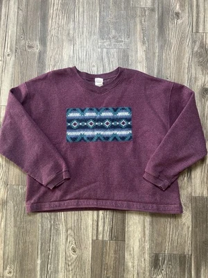 Толстовка женская Hanes Her Way большая бордовая с круглым вырезом ацтекская юго-западная - Изображение 1 из 4