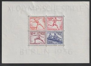 Germany 1936 Sc # B 92 Olympics s/s MNH OG XF $ 100 - Picture 1 of 2