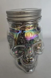 Glass Skull Mystery Jewelry Costume, Cats, Silver, Vtg, Wearable Over 50 Piece - Picture 1 of 4