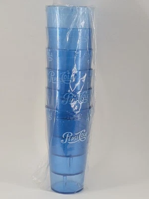 Vintage Pepsi-Cola Restaurant Cups 20 Oz Blue  Carlisle #5220 Lot of 6 NEW USA - Image 1 of 4