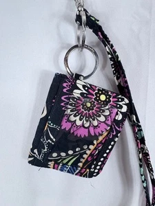 Vera Bradley Black small wallet with key chain and strap button closure - Picture 1 of 5
