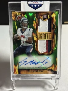 CJ STROUD 2023 TOPPS RESURGENCE IGNITE ROOKIE PATCH AUTO LIME GREEN RC /20 - Picture 1 of 4