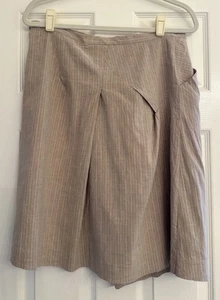 Lilith A-Line Asymmetrical Skirt Linen Blend Pinstripe Women’s Sz M/40 Lagenlook - Picture 1 of 10