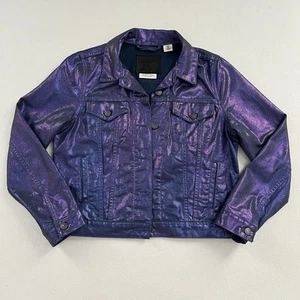 Levi’s Women Purple Candy Coated Cotton Denim Jean Original Trucker Jacket M - Picture 1 of 13