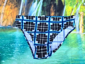 Vintage ISLANDER Men’s High Cut Swim Briefs Lined 90's squares grid MD 32/34 - Picture 1 of 6