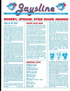 DECEMBER 1983 JAYSLINE Toronto BlueJays Newsletter Awards - Picture 1 of 1