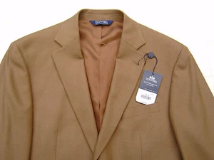 Stafford Mens Wool 42S Coat $200 Defect 42 Blazer Jacket Khaki Brown Herringbone - Picture 1 of 11