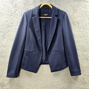 Jeanswest Womens Crop Jacket Size 8 Navy Blue Textured Long Sleeve Open Front - Picture 1 of 14