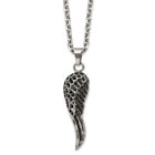 Stainless Steel Vintage Black Crystals Wing Pendant 25.5 inch Cable Chain ...