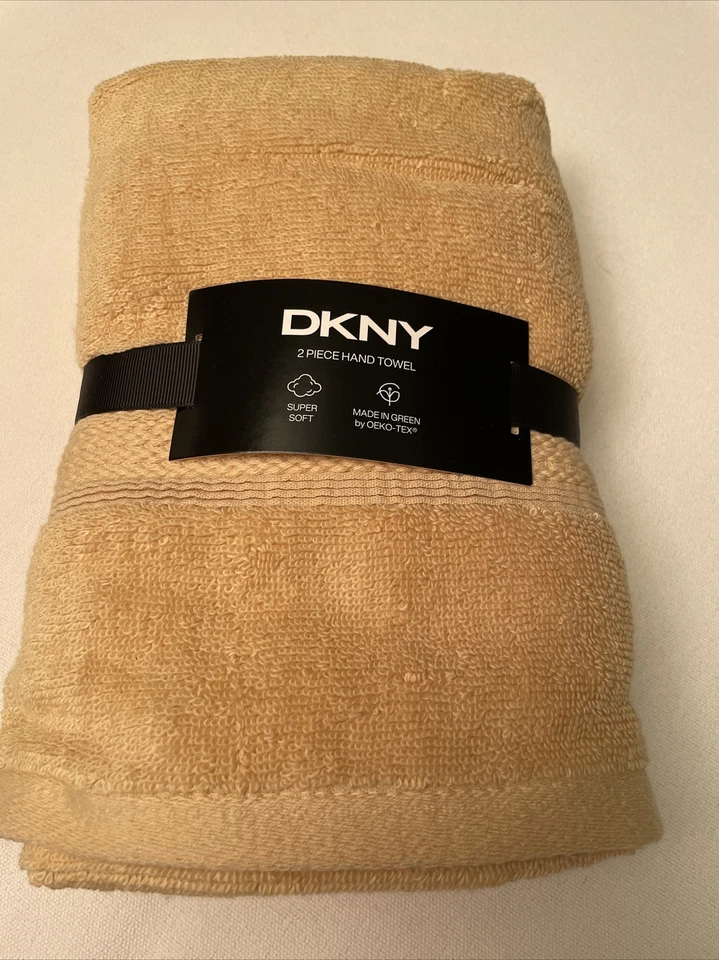 DKNY Juego de 2 TOALLAS DE MANO Amarillas Sólidas 100% Algodón Verano Casa de Playa NUEVO A14 Foto 1 de 4