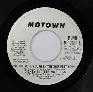 DICKEY & POSEIDONS Novelty 45rpm PROMO Where Were You When Ship Went Down HEAR - Bild 1 von 2