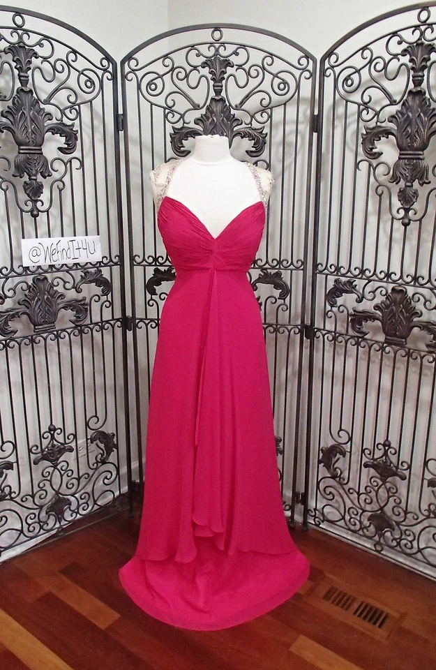 S366 FAVIANA 9325 TALLA 14 W $398 FUCSIA FORMAL FIESTA DAMA VESTIDO PROM Foto 1 de 1