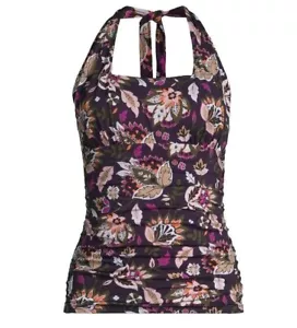 Lands' End Neckholder-Tankini Oberteil D-Cup chlorbeständig quadratischer Ausschnitt Blumenmuster 4D - Bild 1 von 6