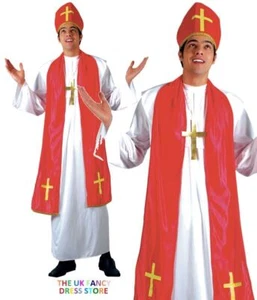 Adult HOLY CARDINAL Priest Church Pope Catholic Bishop Mens Fancy Dress Religion - Picture 1 of 5