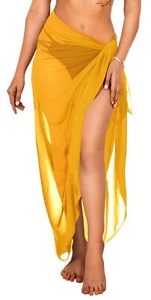 LA LEELA Sheer Plus size Beach Wrap Sarong Women Cover up Golden_J300 80"X42" - Picture 1 of 3
