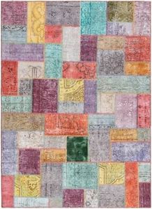 Patchwork Handgeknüpfter Perserteppich 238x171 cm-Orient,Carpet,Rug,Vintage - Picture 1 of 6