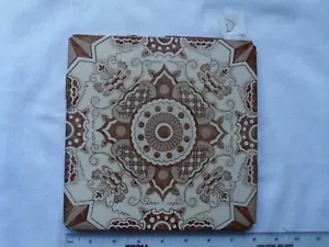 Old Large MINTON HOLLINS & Co. Victorian / Edwardian Geometric pattern tile 8x8" - Picture 1 of 12