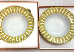 Hermes Pasta Plate Soleil d'Hermes Yellow Sun Tableware 2 set Dinner Auth New - Picture 1 of 11