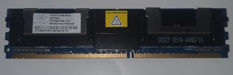 2GB DDR2 PC2-5300 667MHz 240pin ECC FB-DIMM Nanya NT2GT72U4NB1BN-3C Qty 14 - Image 1 of 2