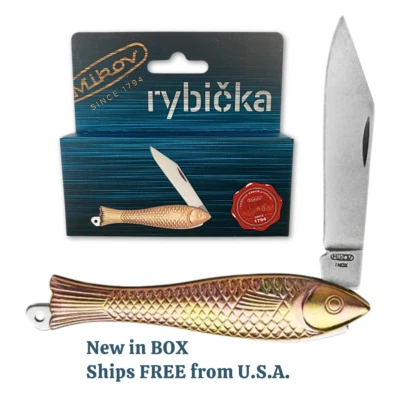 Fish Knife Mikov Bronze Fish Folding Pocket Pen Knife NEW NIB - Image 1 of 4