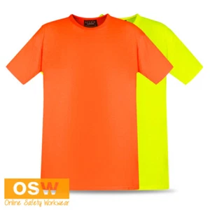Men's Soft Lightweight Hi Vis Tee Breathable Fabric Quick Dry Round Neck - Picture 1 of 9