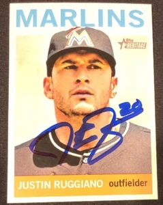 Justin Ruggiano Marlins 2013 Signed Autographed Topps Heritage Card #268 ~ COA - Picture 1 of 5