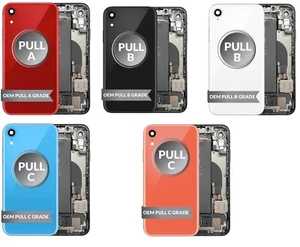 iPhone XR Back Housing Frame BLACK WHITE RED CORAL w Small Parts  OEM PULL - Picture 1 of 12