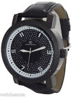Super Techno M-6010 Men's Diamond Black Dial Leather Band Watch