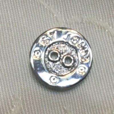 #106 St. John Silver Round Flat  Replacement Button 1/2” flat - Image 1 of 2