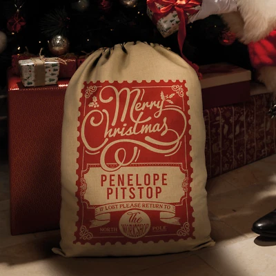 WILLOWGIFTS Personalised Christmas Stamp For Santa HESSIAN SACK - Father Christmas Xmas Gift