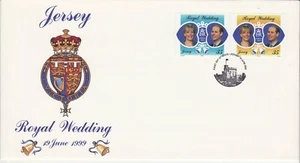 GB Briefmarken Ersttagsbrief Jersey Royal Wedding, Edward, Sophie, Glocken, Ring 1999 - Bild 1 von 1