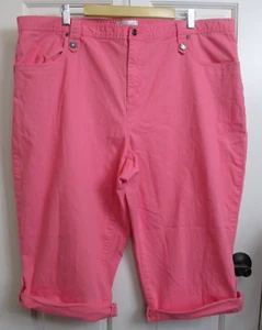 Pantalones de mezclilla CJ Banks rosa capri para mujer talla 24W 44x18 bolsillos elásticos con puños 80-32811 - Imagen 1 de 7