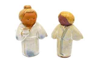Vintage MCM UCTCI Japan Stoneware Kimono Figures People Woman Child Ceramic Prop - Picture 1 of 3