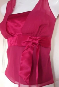 MONSOON RASPBERRY & BLACK WHISTON SILK TOP SIZE 8 - Picture 1 of 4