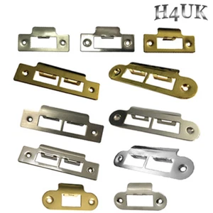 Strike Plate Single / Double Tubular Mortice Latch Brass Polished Chrome Satin - Picture 1 of 19