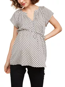 Ex-Motherhood Ladies Polka Dot Capped Sleeve Maternity Tunic Top - BNIP - Picture 1 of 3