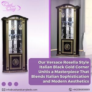 Rosella Versa Design TALIAN Black and Gold Corner Vitrine Cabinet H2O Design