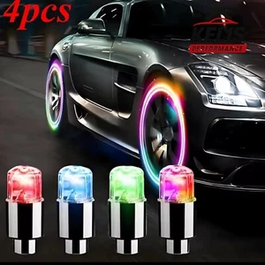 4 Universal Pcs Car & Motorcycle Wheel Tire Air Valve Led Light Cap Cover - Picture 1 of 4