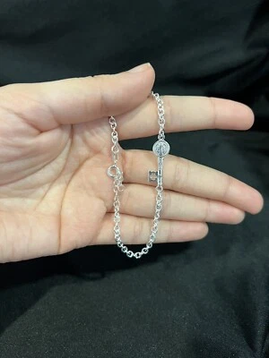 925 Sterling Silver Women Men St Benedict Key San Benito Llave Link Bracelet 8" - Image 1 of 4