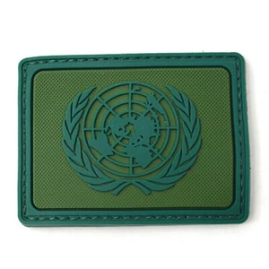 3D PVC UN FLAG PATCHES United Nations U.N. FLAG TACTICAL RUBBER HOOK PATCH GREEN - Picture 1 of 4