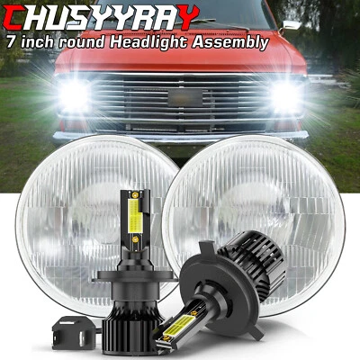 Par de faros LED redondos de 7" haz alto-bajo DRL para camioneta Chevrolet P10 P20 P30 Foto 1 de 4