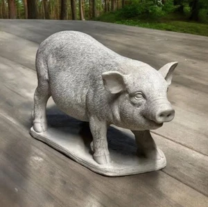Standing Farm Pig Sculpture Cement Potbelly Statue Outdoor Cement Decoration - Picture 1 of 8
