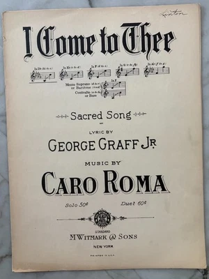 I Come to Thee, canción sagrada, vintage, partituras Foto 1 de 4