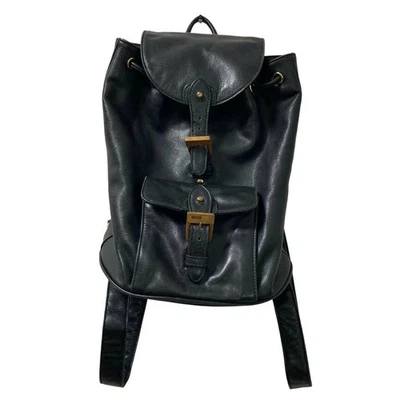 Ralph Lauren Women Bag Used Leather Backpack Rucksack Black Ladies Luxs Brand Cl - Image 1 of 4